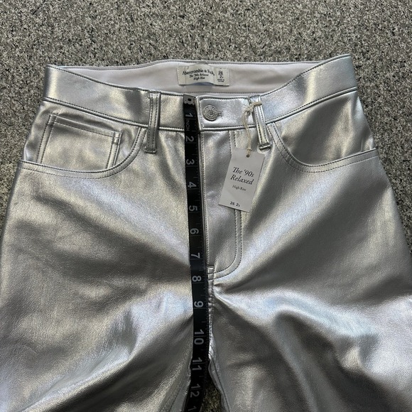 Abercrombie & Fitch Pants Womens 2 26x27.5 High Rise 90's Relaxed Faux Leather - Picture 9 of 11